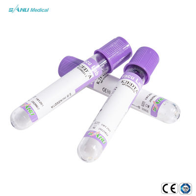 ISO9001 유리 혈액 수집 튜브 5ml 라벤더 탑 EDTA 튜브