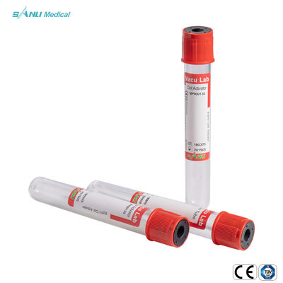 빨간 정상 3ml 유리제 혈액 수집 관 진공 응고 활성화기 관