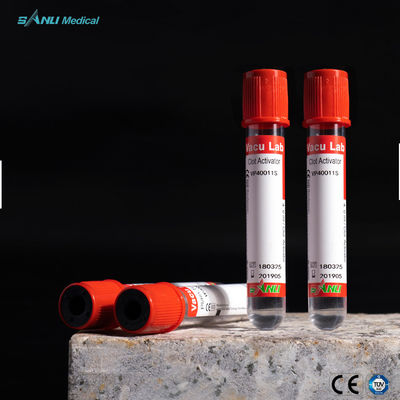빨간 정상 3ml 유리제 혈액 수집 관 진공 응고 활성화기 관